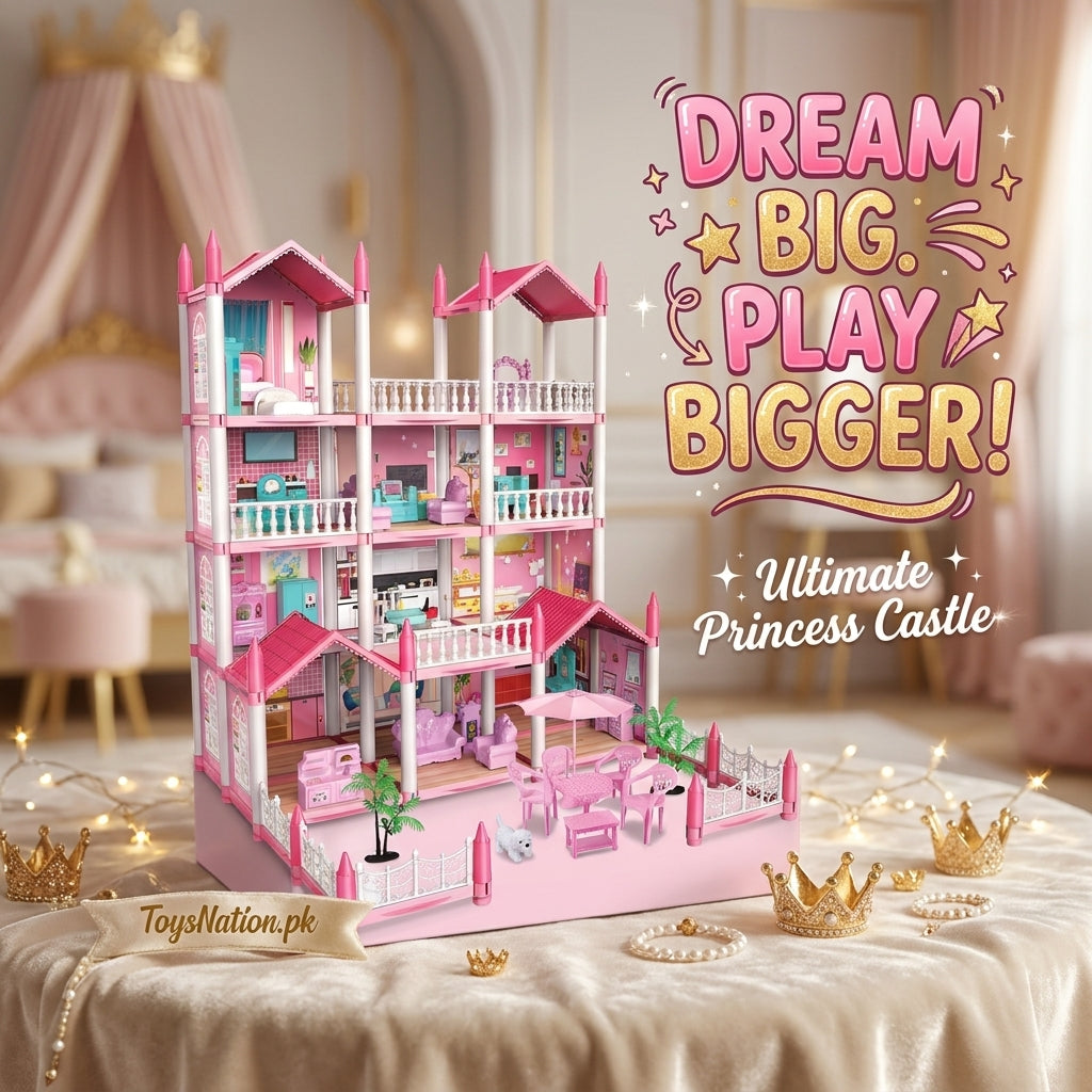 Grand Princess Doll House Mansion – 3-storey Play House With Furniture