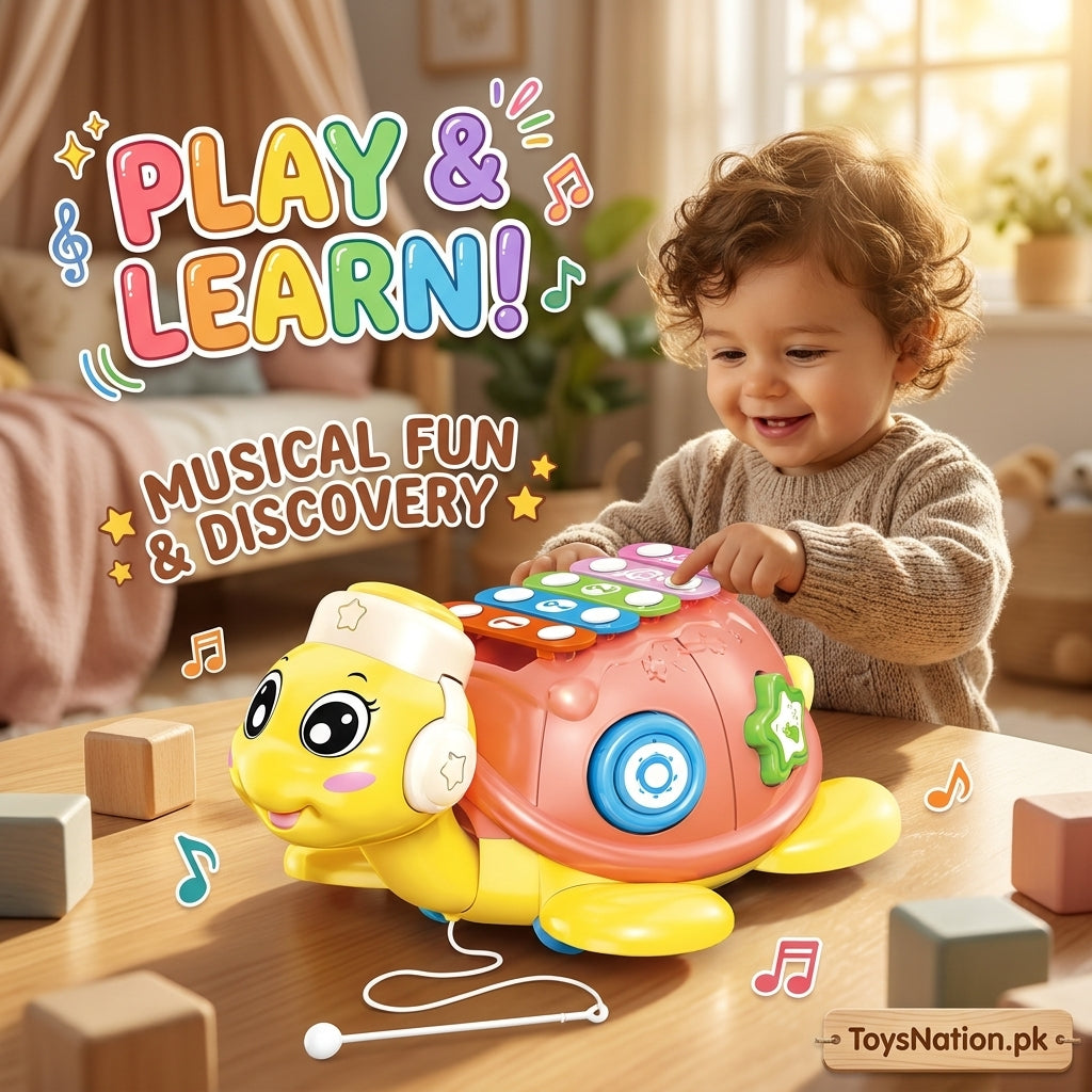 Musical Tortoise Piano Learning & for Babies – Light, Sound & Shape Activity Playset