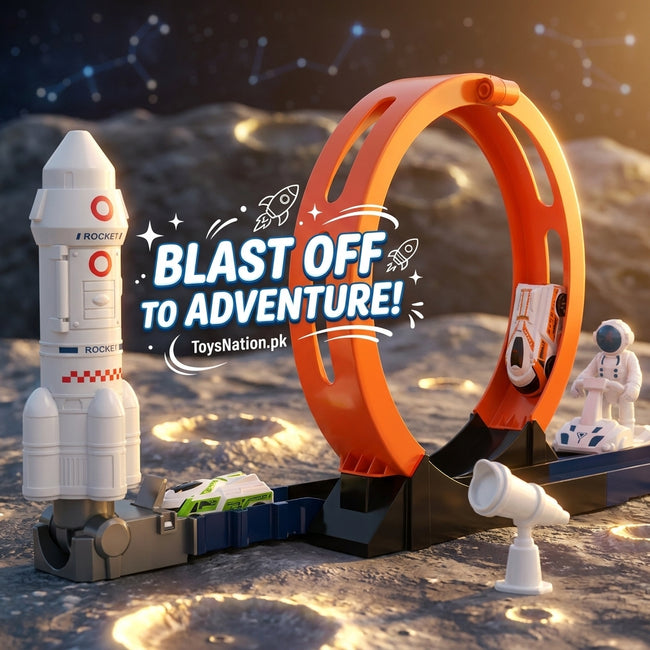 DIY Space Adventure Track Playset with Astronaut & Rocket Main Image