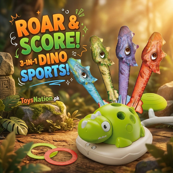 Dinosaur Sports Machine – 3-in-1 RC Launch, Toss & Ring Play Set
