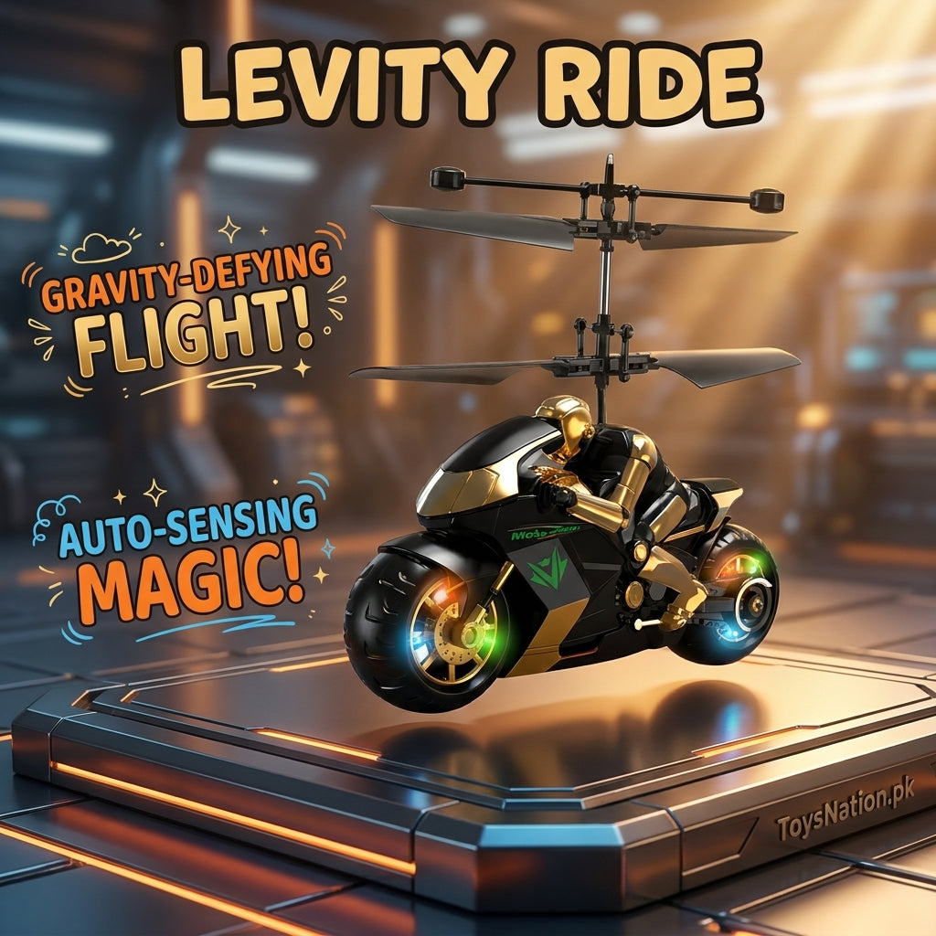 Levity Ride Flying Motorcycle Toy – Auto-Sensing Gravity-Defying Helicopter Bike