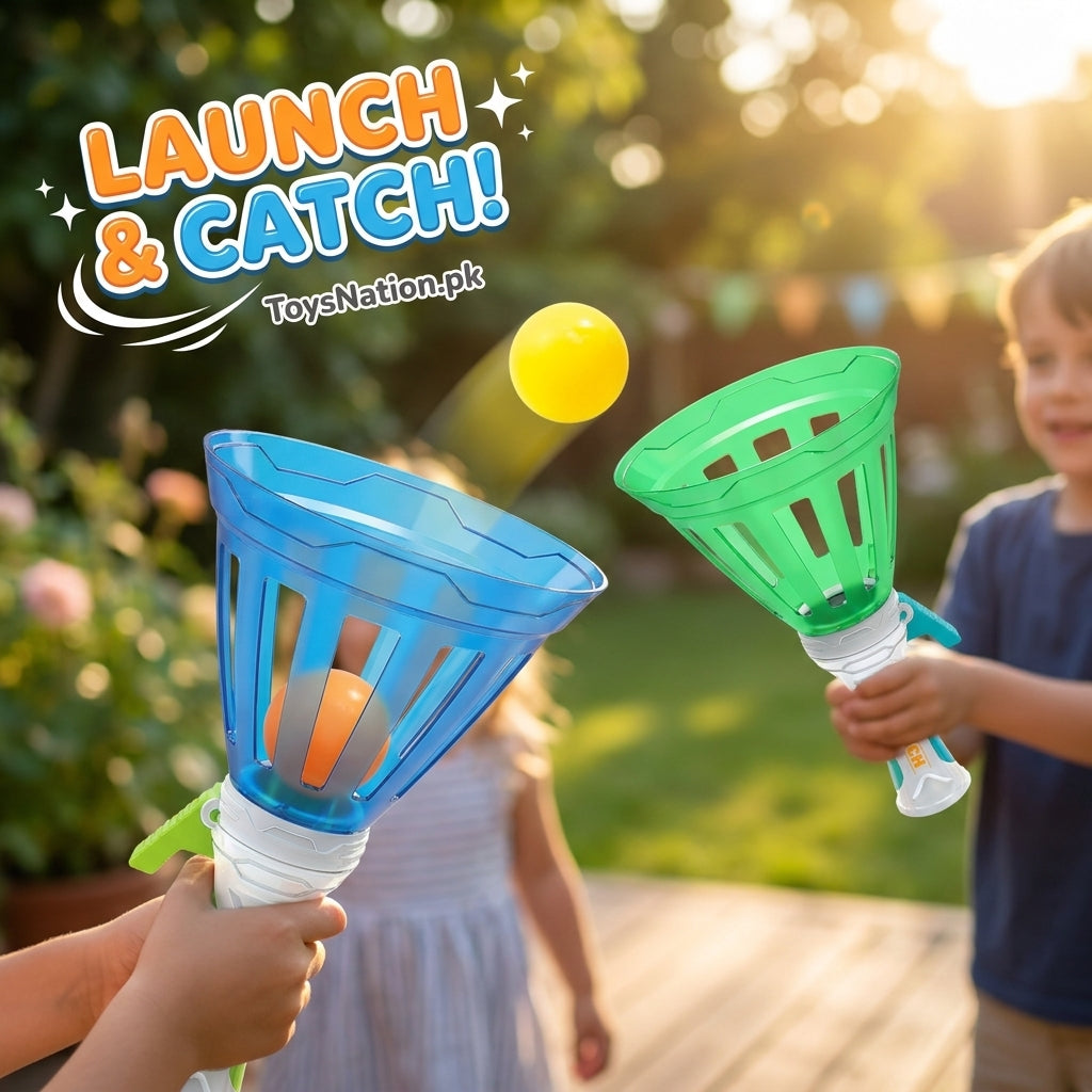 Launch & Catch Ball Game Set – 2-Player Outdoor Toss & Catch Launcher Toy for Kids