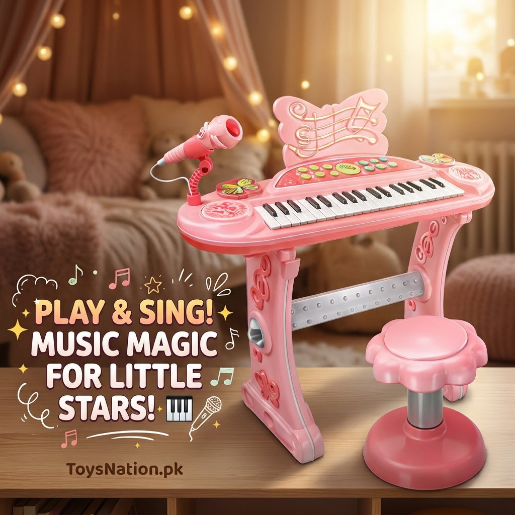 37-key Multifunctional Cartoon Electronic Piano With Stool & Microphone Main image