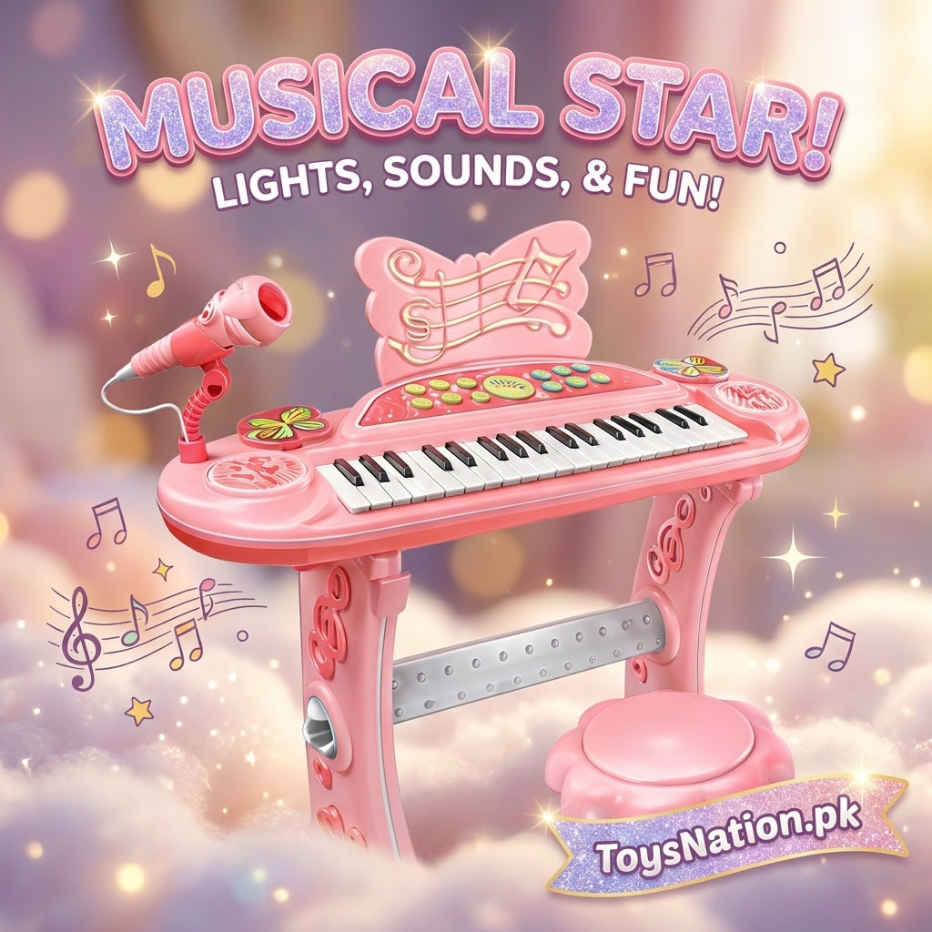 37-key Multifunctional Cartoon Electronic Piano With Stool & Microphone
