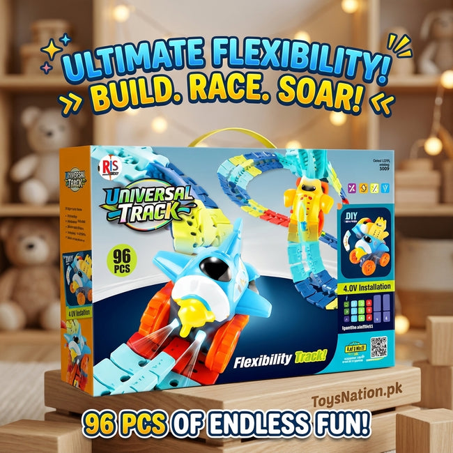 Universal Flex Track Set - 96-Piece DIY Racing Track with Light-Up Car Main Image