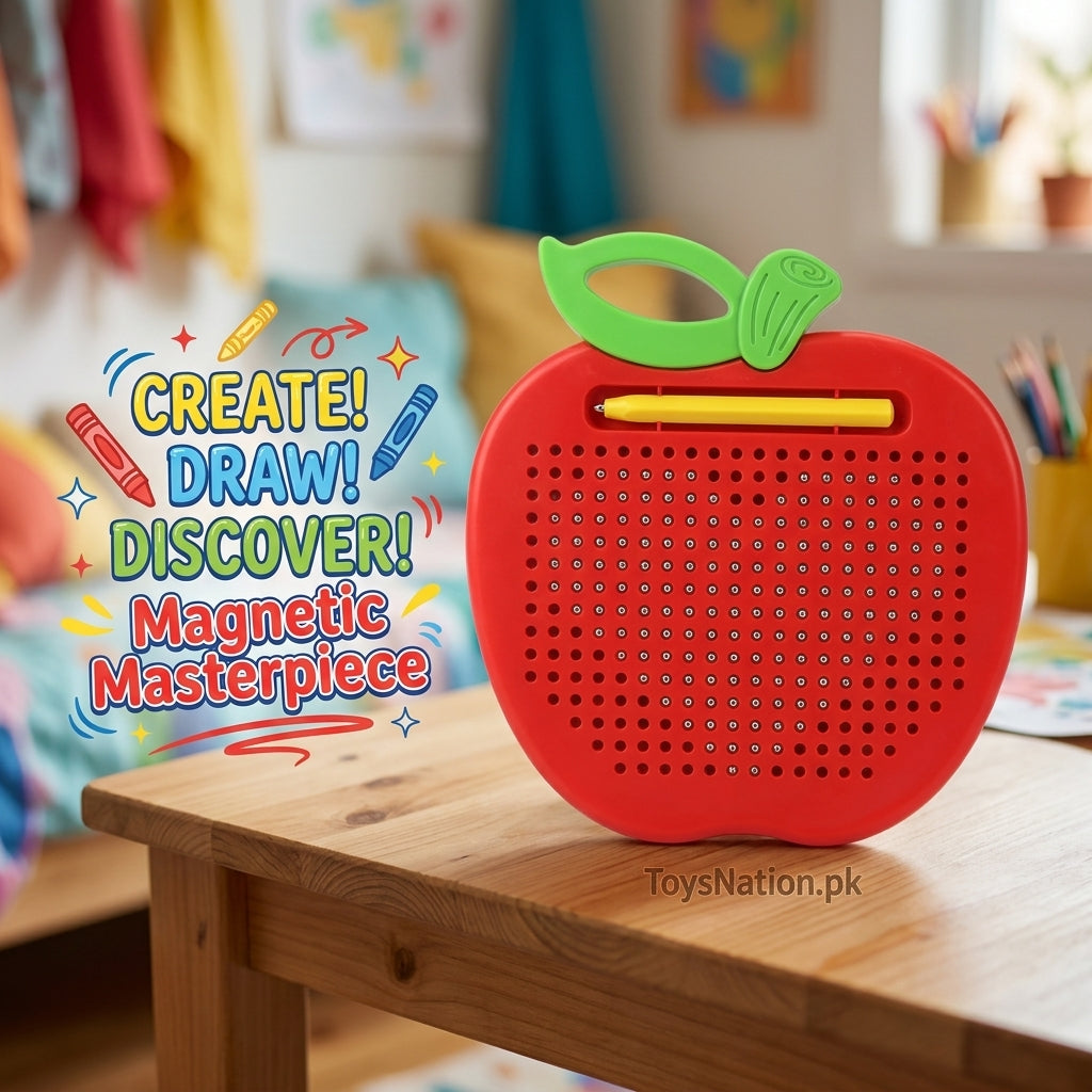 Magnetic Apple Drawing Board - Learning Board with 10 Pattern Cards for Kids