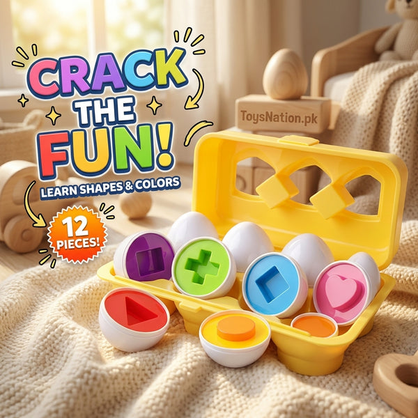 Educational Shape Matching Eggs – 6 Shapes Learning Set for Toddlers