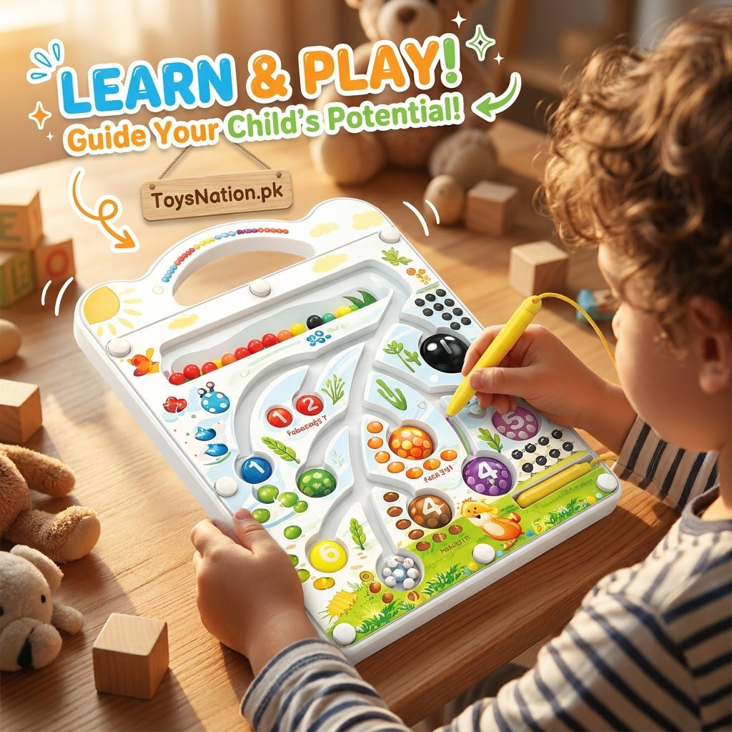 Magnetic Bead Maze Board - Educational Color & Number Sorting Toy for Kids Main image