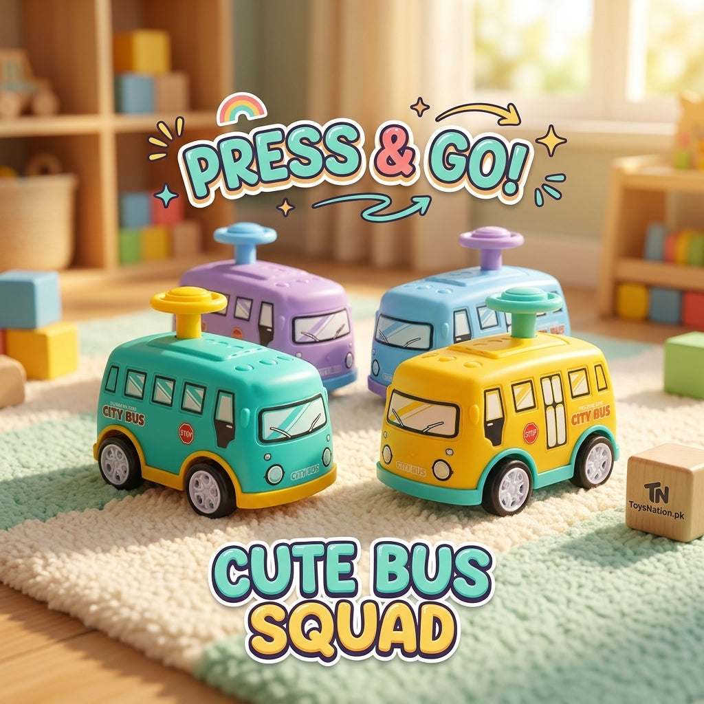 City bus Push & Go Mini Bus Set – Colorful Urban Vehicle Collection - Pack of 1 Secondary image