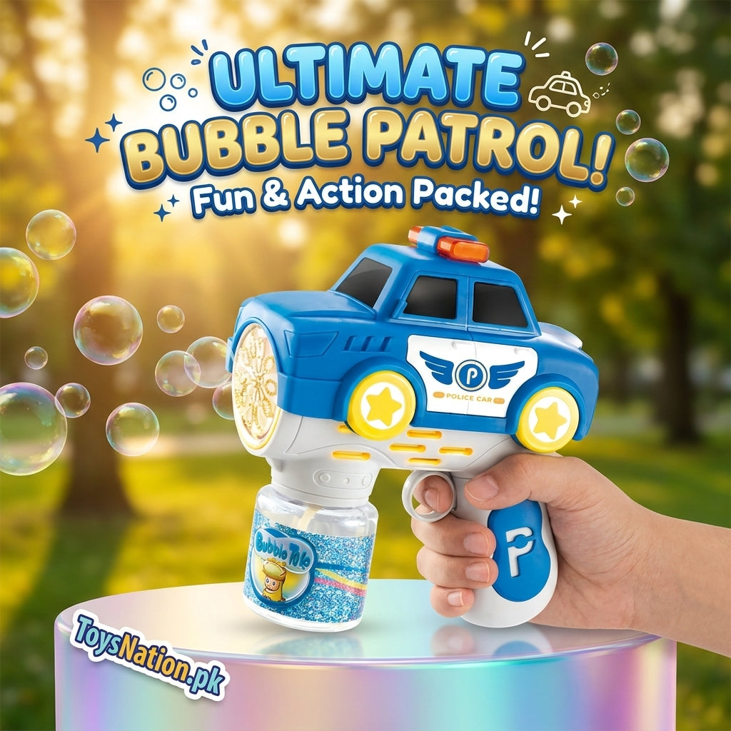 Police Car Bubble Blaster – Electric Bubble Gun for Kids