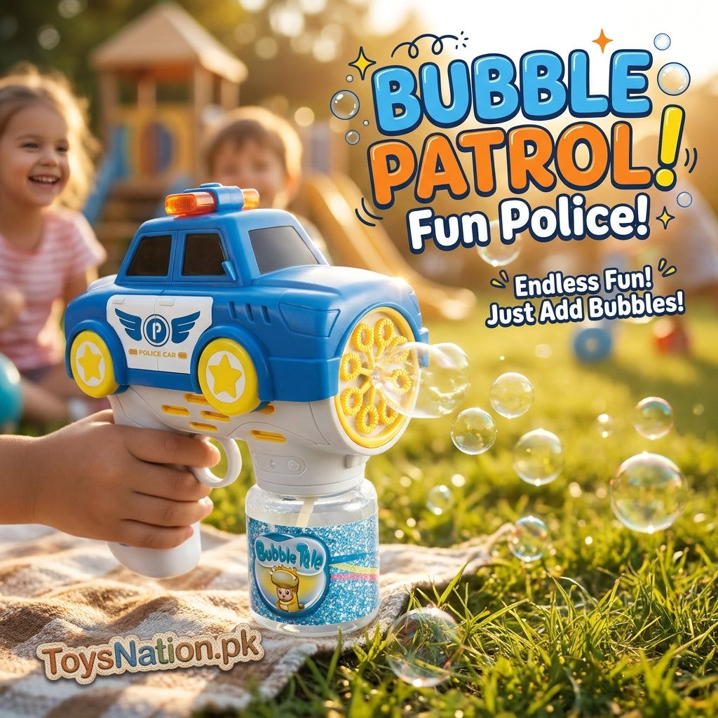 Police Car Bubble Blaster – Electric Bubble Gun for Kids