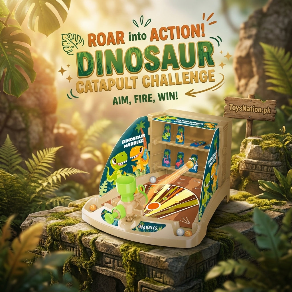 Dinosaur Catapult Ball – Marble Shooting Tabletop Game for Kids