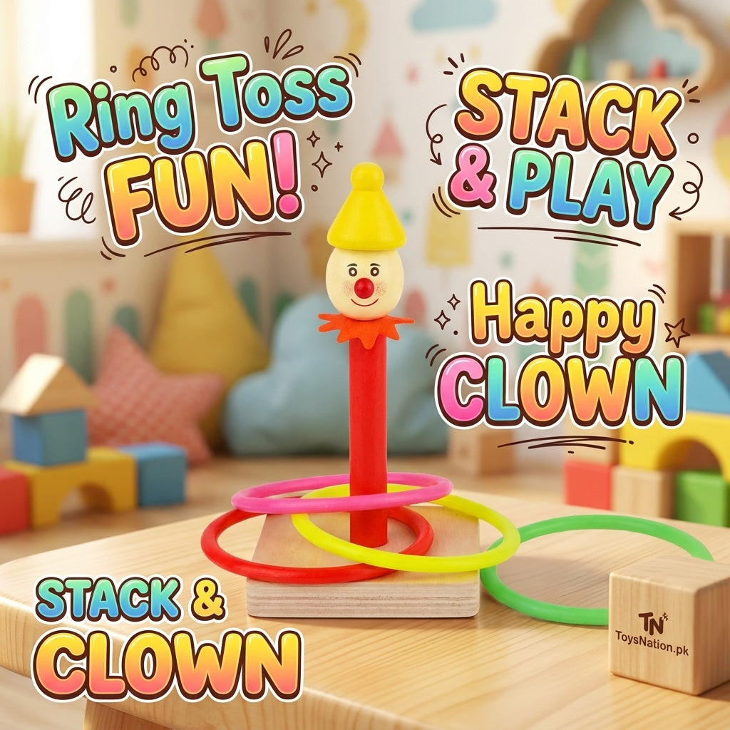 Clown Ring Toss Stacking Game – Fun Learning Toy for Toddlers