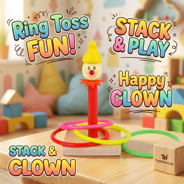 Clown Ring Toss Stacking Game – Fun Learning Toy for Toddlers