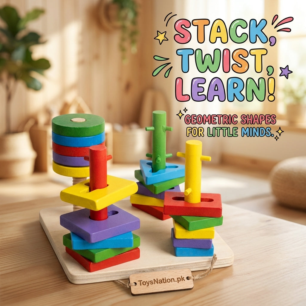 4-in-1 Wooden Shape Sorter & Stacking Toy – Montessori Learning Toy for Kids Secondary image
