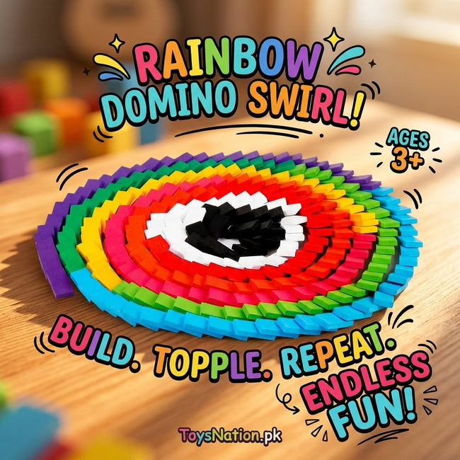 Rainbow Domino Swirl – 200-Piece Colorful Domino Set for Kids Hover Image