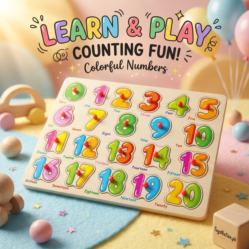 Wooden Number Peg Puzzle Board 0–20 | Learn & Count Educational Toy Main image