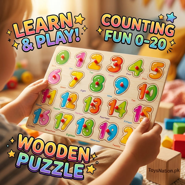 Wooden Number Peg Puzzle Board 0–20 | Learn & Count Educational Toy