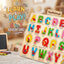 Wooden Alphabet Peg Puzzle Board – 26 Letters A-Z Educational Toy for Toddlers & Kids