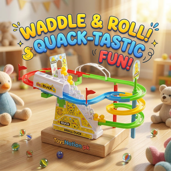 large Duck Climbing Stairs Track Slide Toy with Light & Music