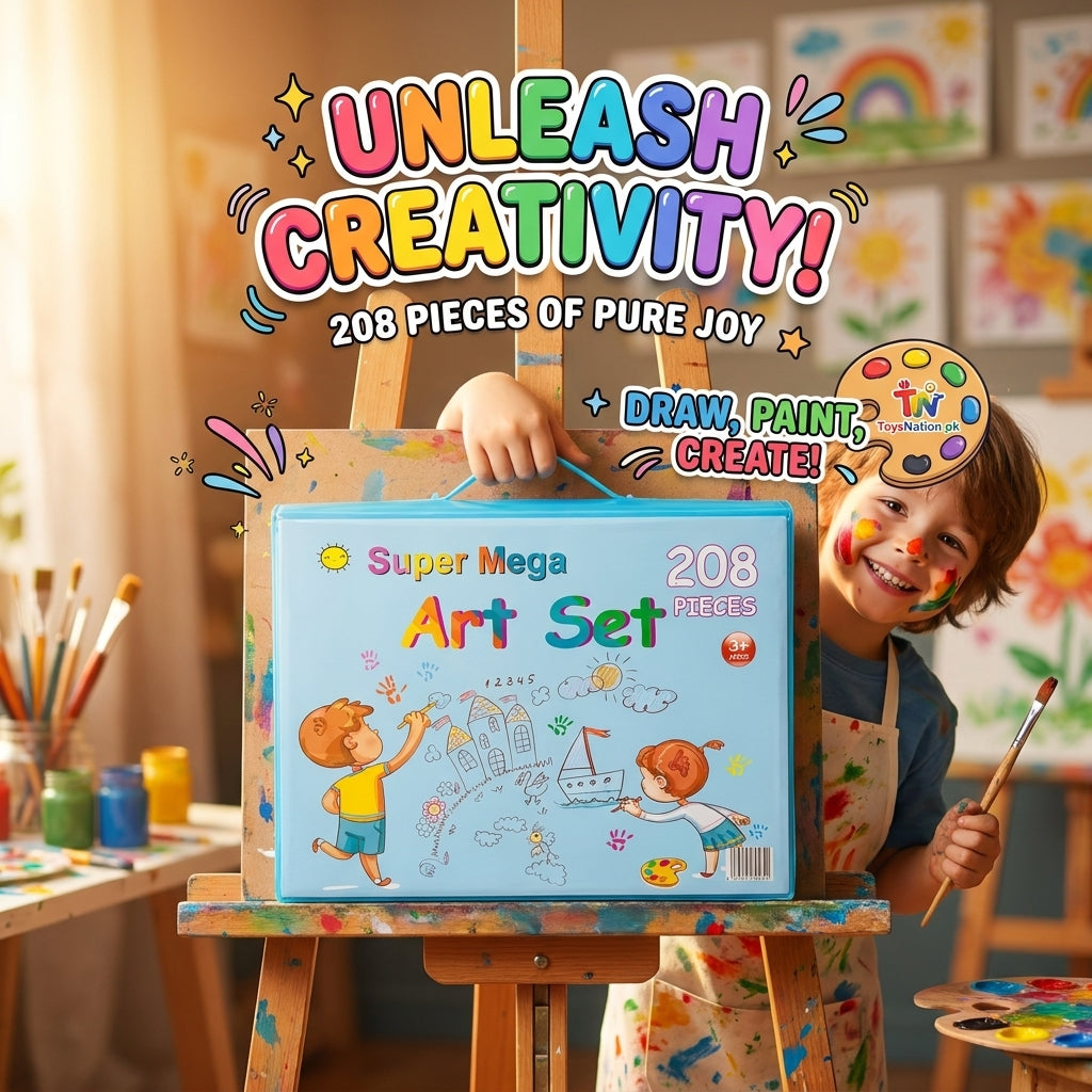 Super Mega Art Set for Kids – 208 Pieces | Draw, Paint & Create