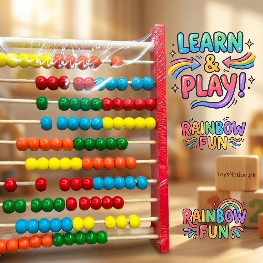 Wooden Abacus for Kids – 100 Colorful Beads | Math Learning Toy