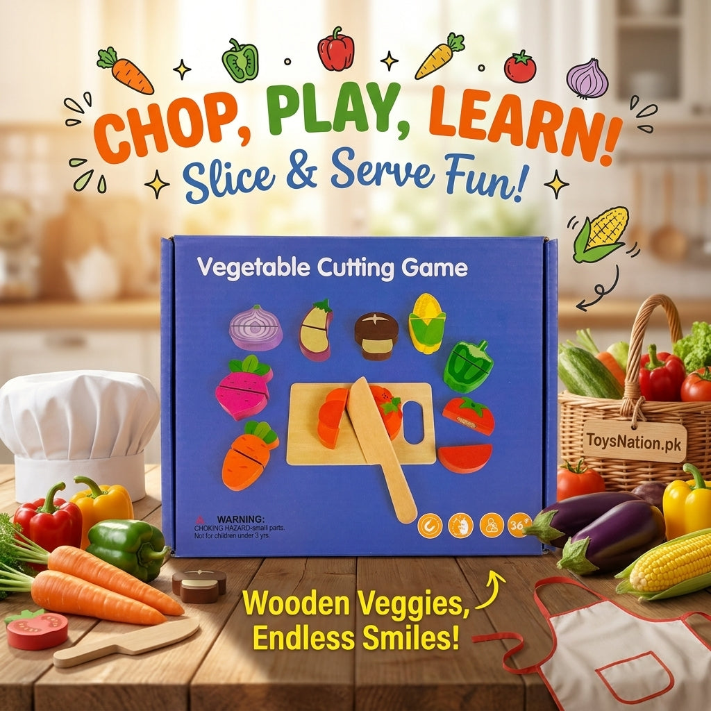 Wooden Vegetable Cutting Game for Kids – Pretend Play Kitchen Toy Set Main image