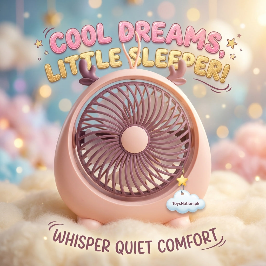 Chill Out Deer Portable USB Mini Fan – Cute Cartoon Desktop Fan for Kids Secondary image