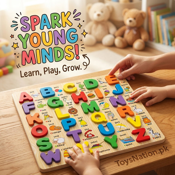 ABC Wooden Alphabet Puzzle Board – A to Z Learning & Play Educational Toy for Toddlers