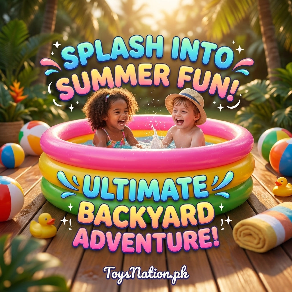 3-Ring Inflatable Kids Swimming Pool | Rainbow Splash Pool for Toddlers & Children