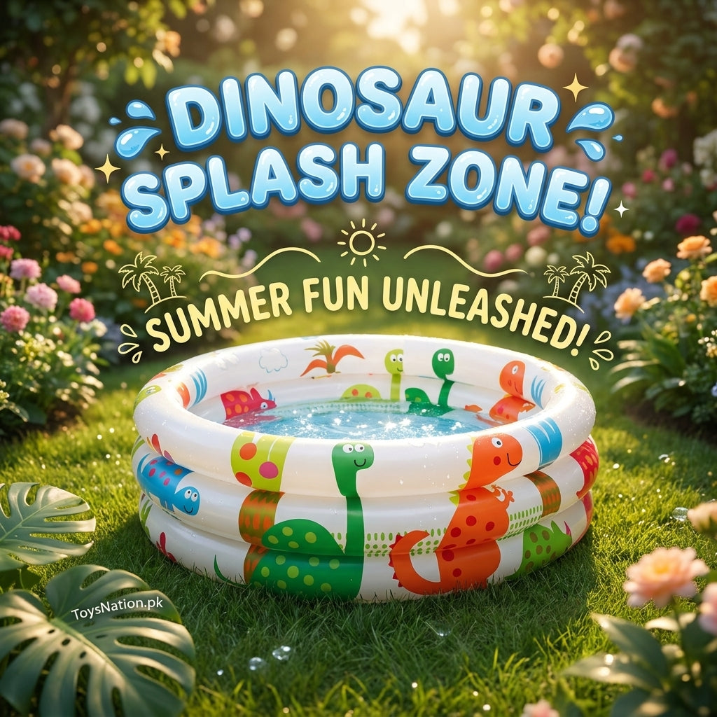 Dinosaur 3-Ring Inflatable Kids Pool | Dino Print Splash Pool for Toddlers & Children Secondary image