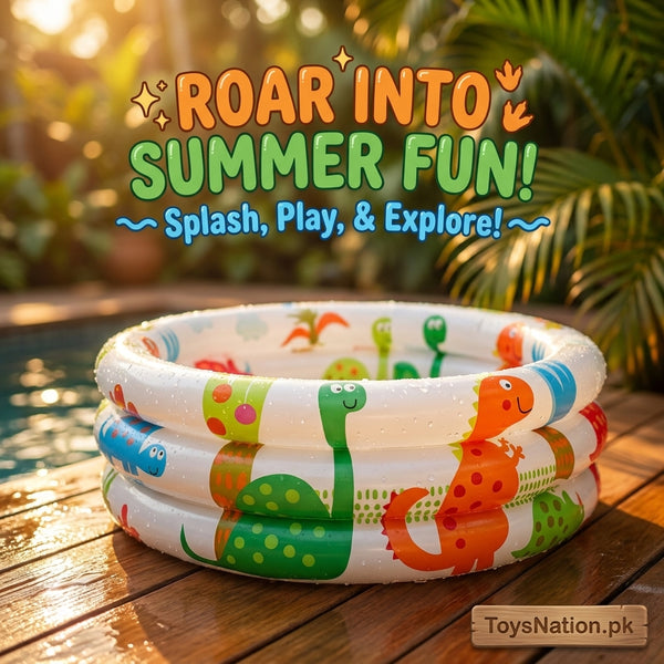 Dinosaur 3-Ring Inflatable Kids Pool | Dino Print Splash Pool for Toddlers & Children
