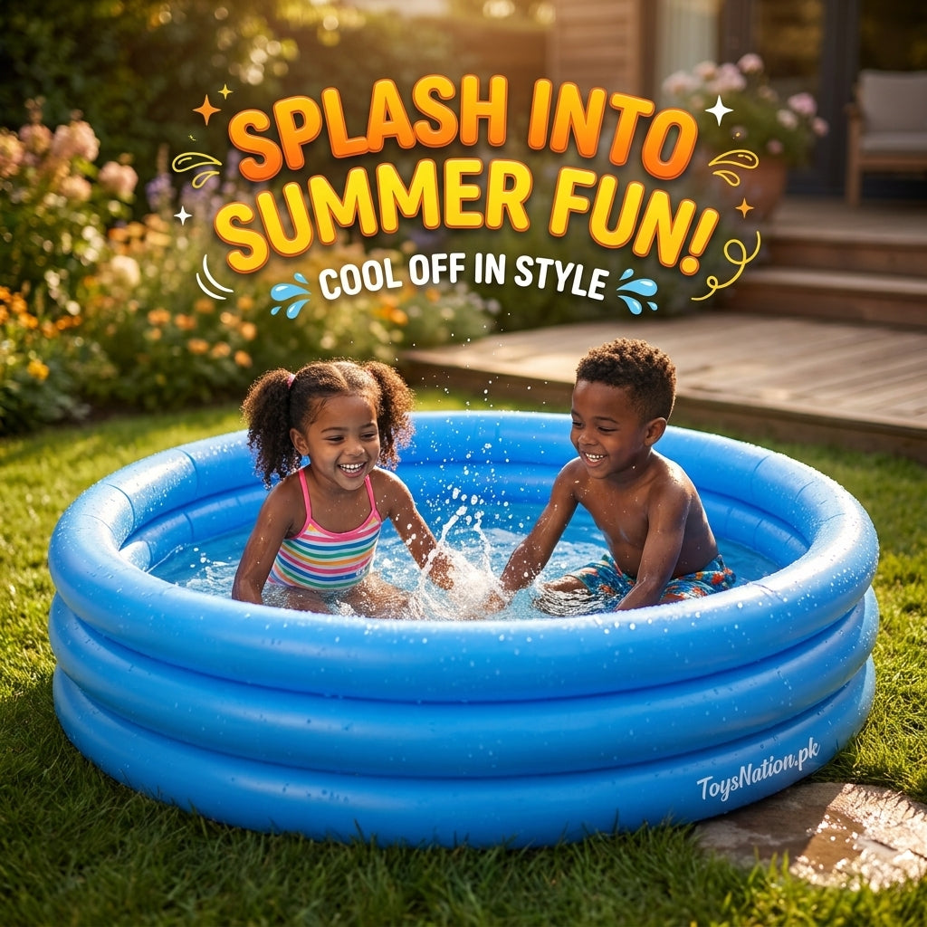 Classic Blue 3-Ring Inflatable Kids Pool | Outdoor Splash Pool for Toddlers & Children Main image