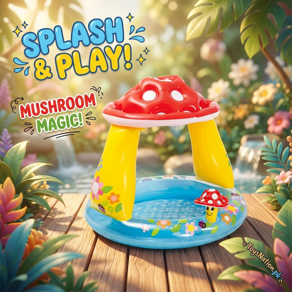 Mushroom Canopy Inflatable Baby Pool | Shaded Splash Pool with Sun Shade for Babies & Toddlers Main image