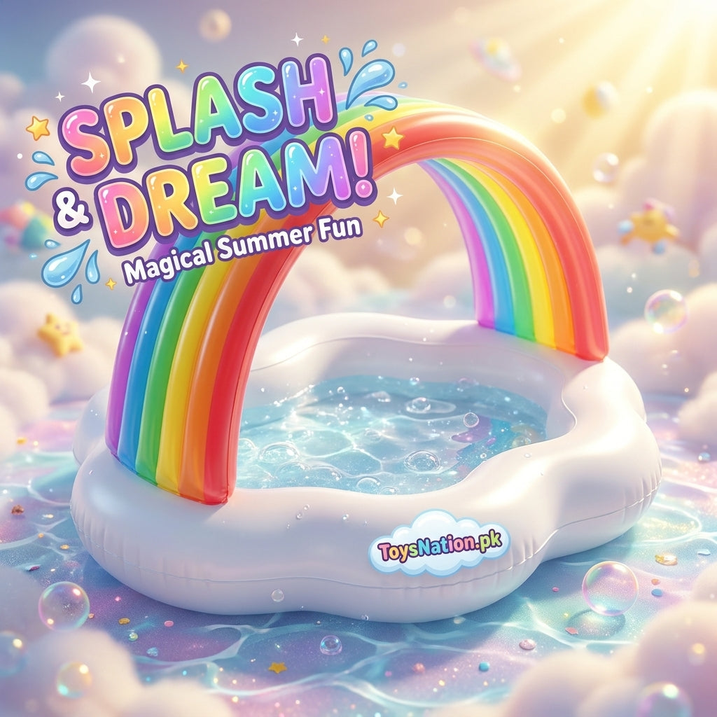 Rainbow Cloud Inflatable Baby Pool | Arch Canopy Splash Pool for Babies & Toddlers