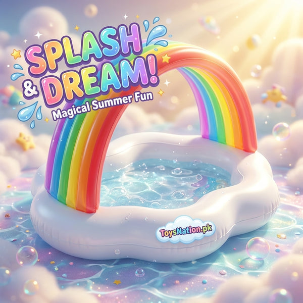 Rainbow Cloud Inflatable Baby Pool | Arch Canopy Splash Pool for Babies & Toddlers