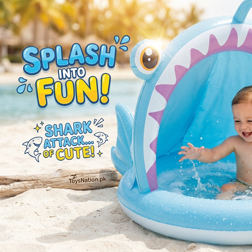 Shark Cove Inflatable Baby Pool | Shark Mouth Canopy Splash Pool for Babies & Toddlers Secondary image
