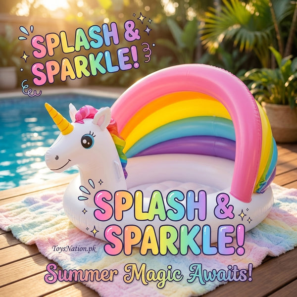 Unicorn Rainbow Arch Inflatable Baby Pool | Magical Splash & Sparkle Pool for Toddlers & Girls
