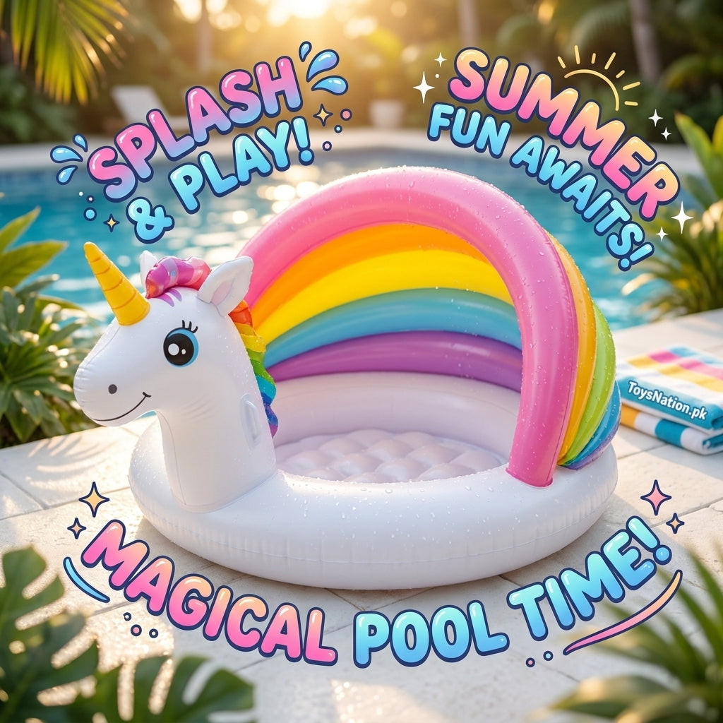 Unicorn Rainbow Arch Inflatable Baby Pool | Magical Splash & Sparkle Pool for Toddlers & Girls