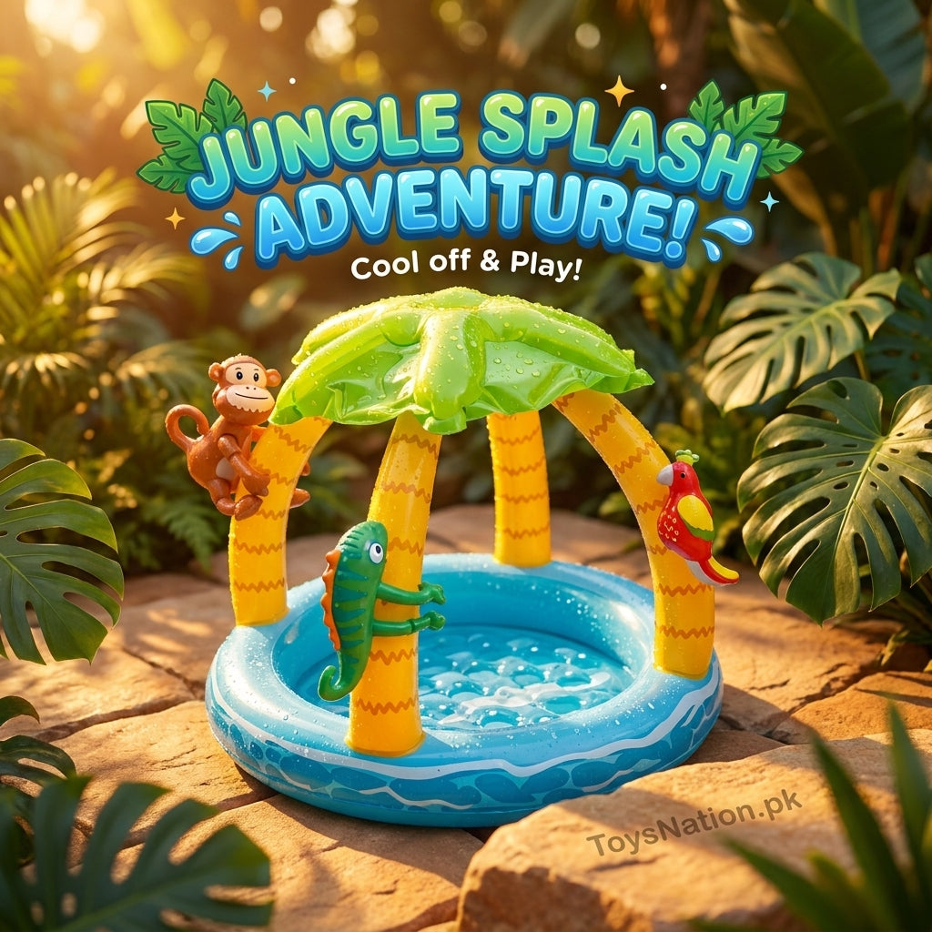 Jungle Adventure Inflatable Baby Pool | Palm Tree Canopy Splash Pool for Babies & Toddlers Secondary image