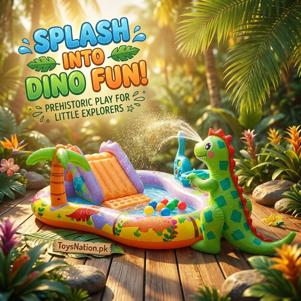 Dinosaur Splash & Slide Inflatable Play Center | Water Park with Dino Sprinkler & Palm Tree for Kids Secondary image