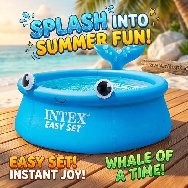 Easy Set Jolly Whale Inflatable Kids Pool | Goofy Whale Fun Quick-Setup Splash Pool for Children