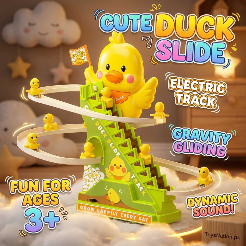 Cute Duck Slide Electric Track Toy | Gravity Gliding Duck Roller Coaster with Sound Effects for Kids - Duck include 3pc Secondary image