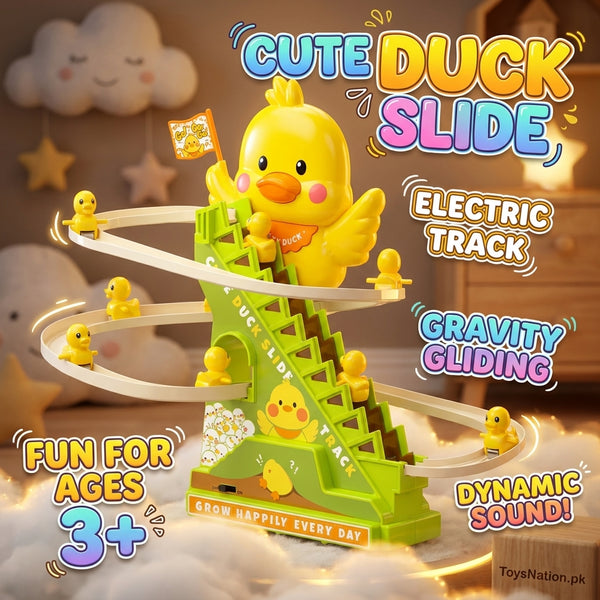 Cute Duck Slide Electric Track Toy | Gravity Gliding Duck Roller Coaster with Sound Effects for Kids - Duck include 3pc