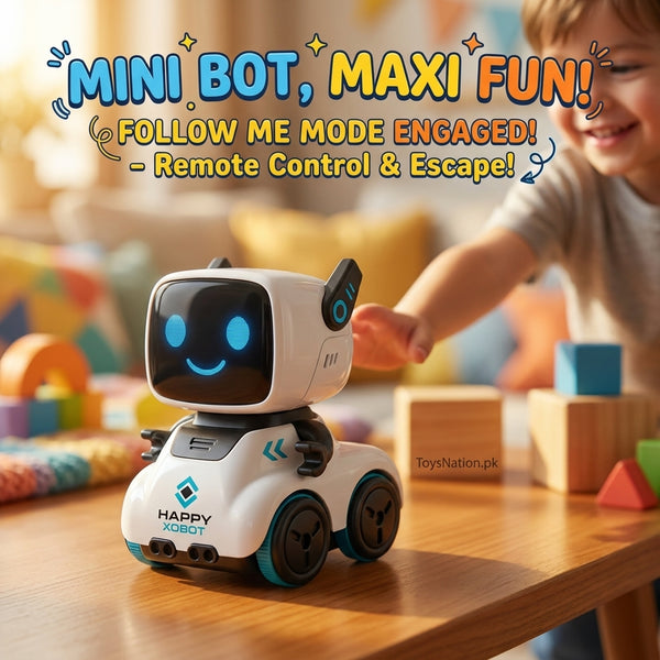 Happy Robot AI Interactive Smart Toy | 4-Wheel Drive LED Face Robot with Motion Tracking for Kids