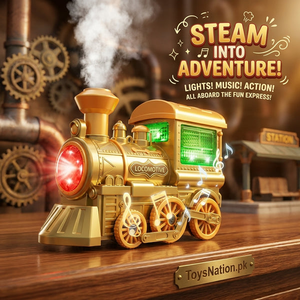 Sonic Steam Express Electric Locomotive Toy | Walking Train with Real Steam Spray, LED Lights & Music for Kids