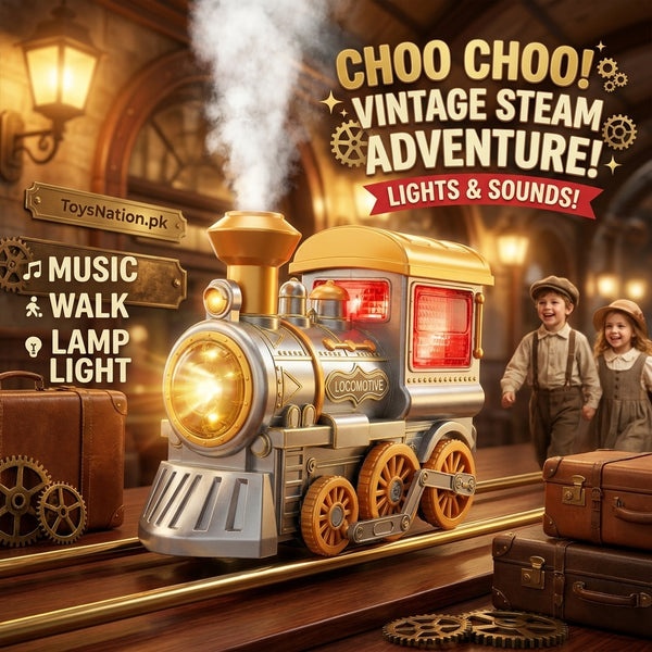Sonic Steam Express Electric Locomotive Toy | Walking Train with Real Steam Spray, LED Lights & Music for Kids