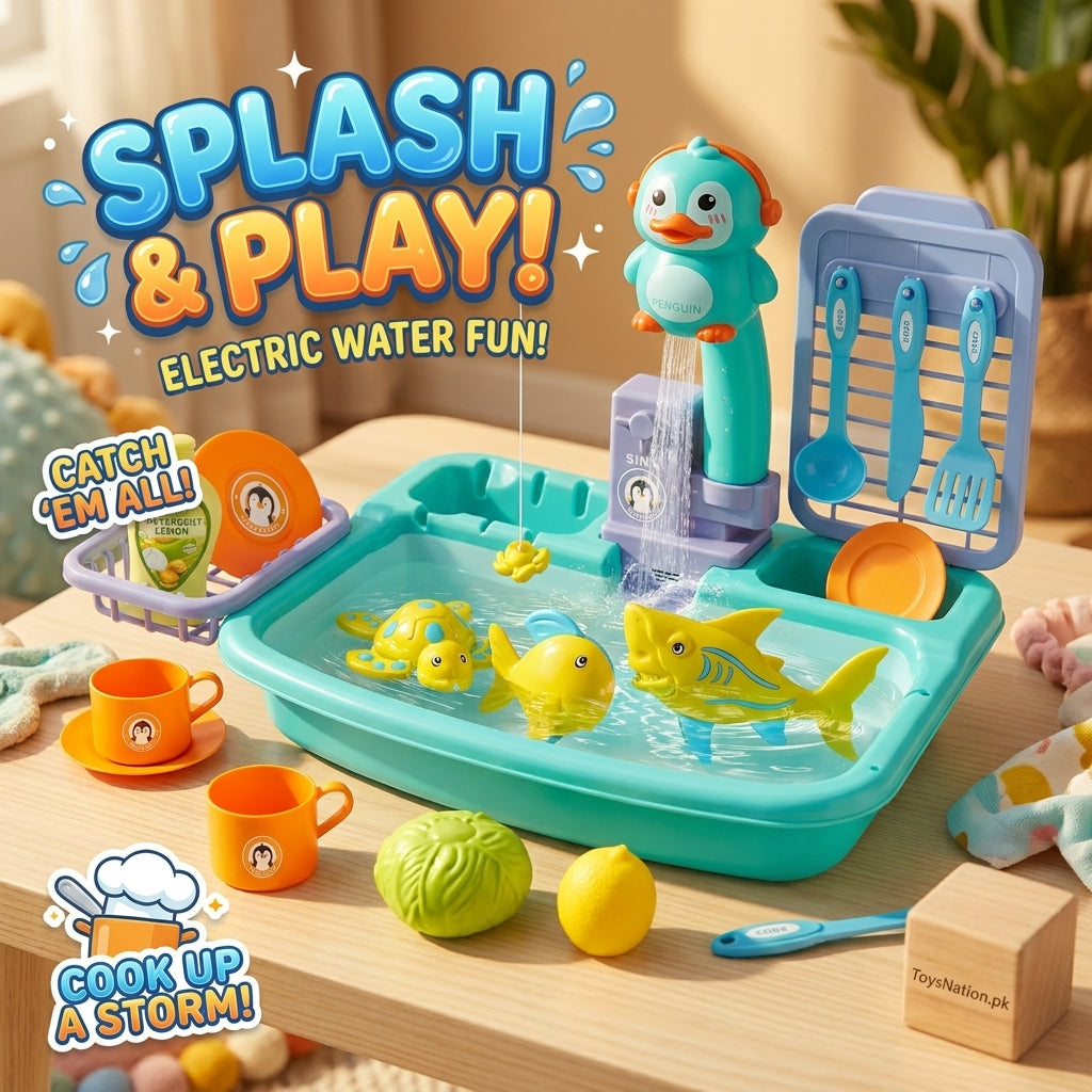 Penguin-Tastic Fishing Game Water Play Set Main image