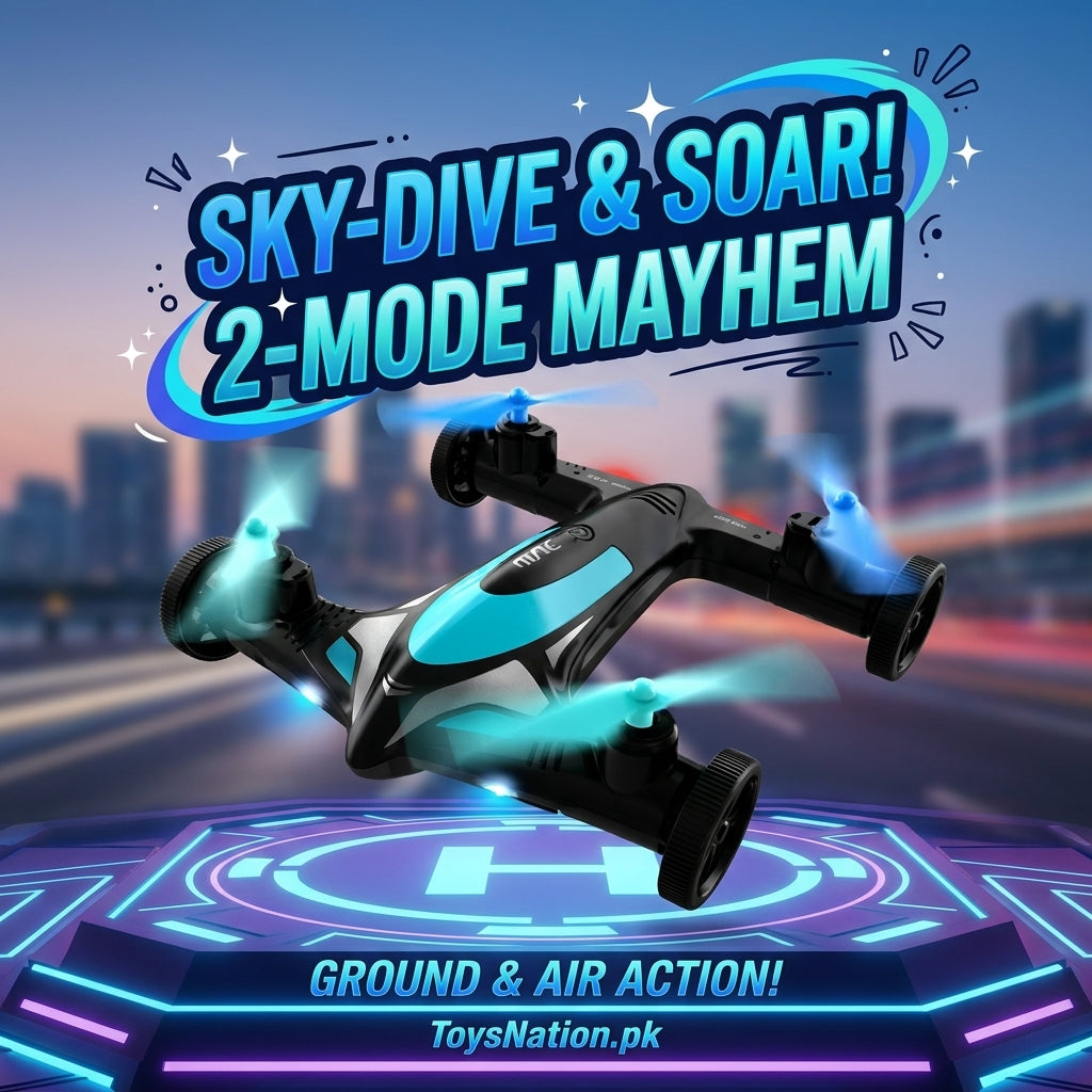 Sky-Dive & Soar 2-in-1 RC Flying Car Drone | Ground & Air Dual Mode Remote Control Stunt Vehicle for Kids