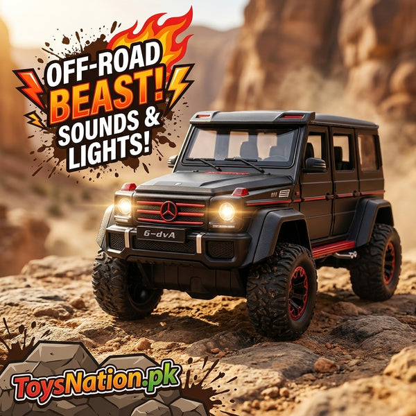 1:24 Mercedes G63 AMG Off-Road Beast Diecast Model Car | LED Lights, Engine Sound & Opening Doors Scale Model